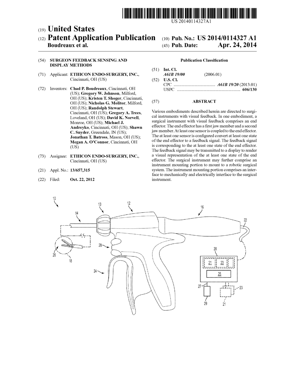 SURGEON FEEDBACK SENSING AND DISPLAY METHODS - diagram, schematic, and image 01