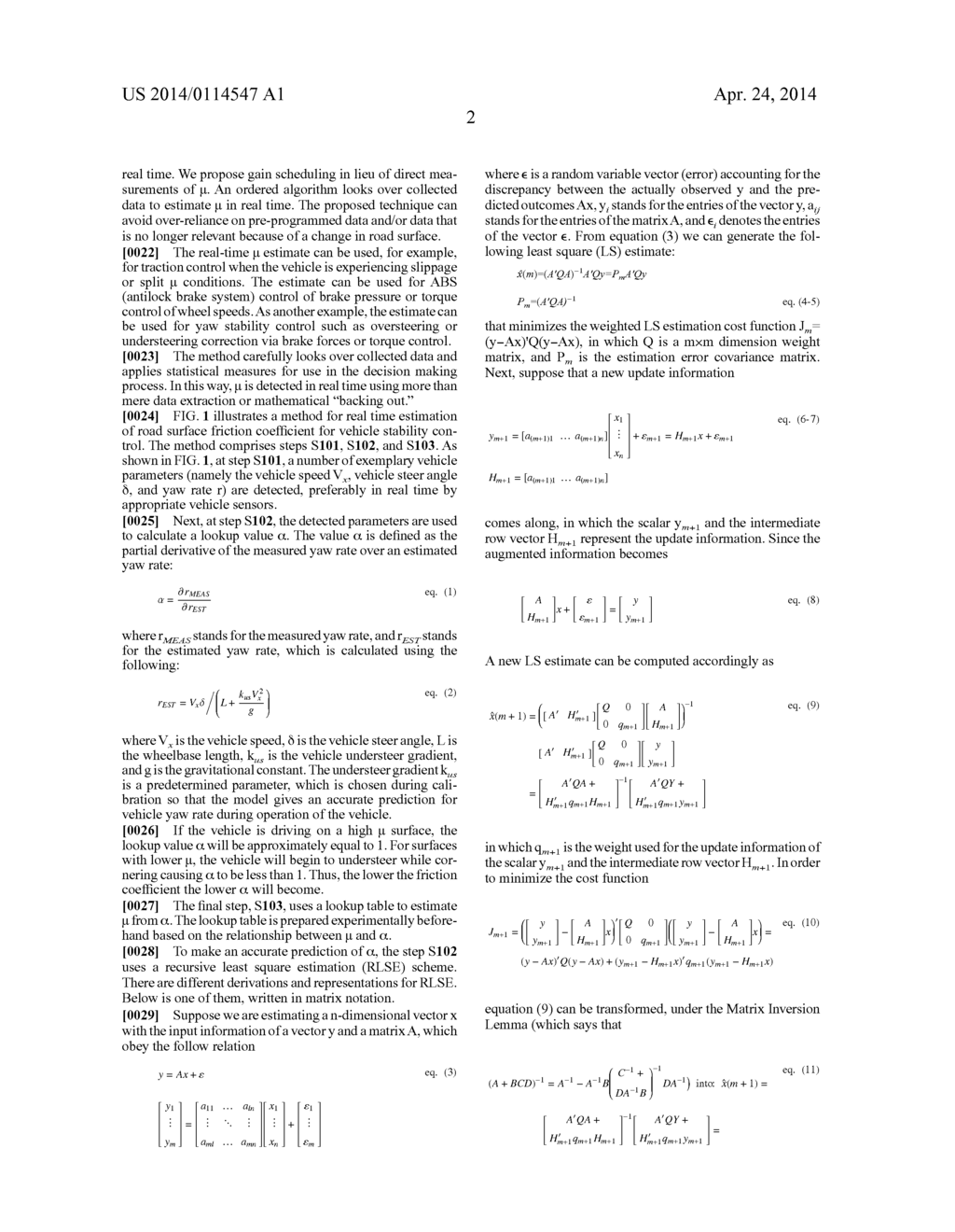 METHOD AND APPARATUS FOR REAL TIME ESTIMATION OF ROAD SURFACE FRICTION     COEFFICIENT - diagram, schematic, and image 10