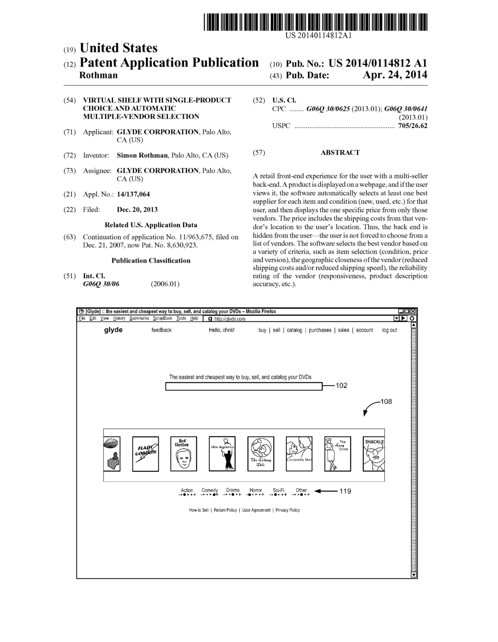 VIRTUAL SHELF WITH SINGLE-PRODUCT CHOICE AND AUTOMATIC MULTIPLE-VENDOR     SELECTION - diagram, schematic, and image 01