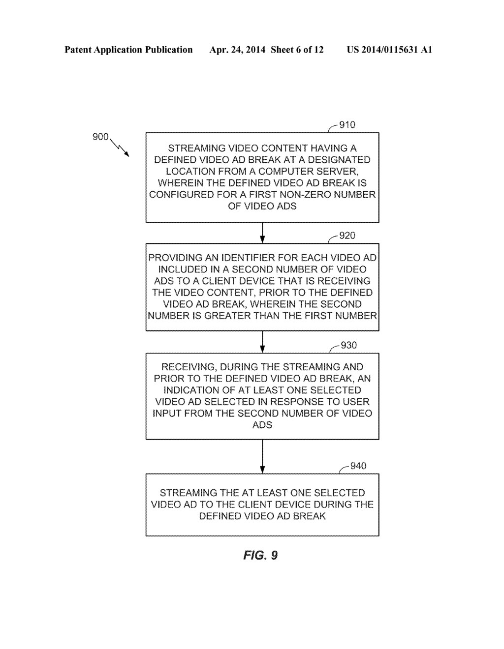 USER CONTROL OF AD SELECTION FOR SUBSEQUENT AD BREAK OF A STREAMING VIDEO - diagram, schematic, and image 07