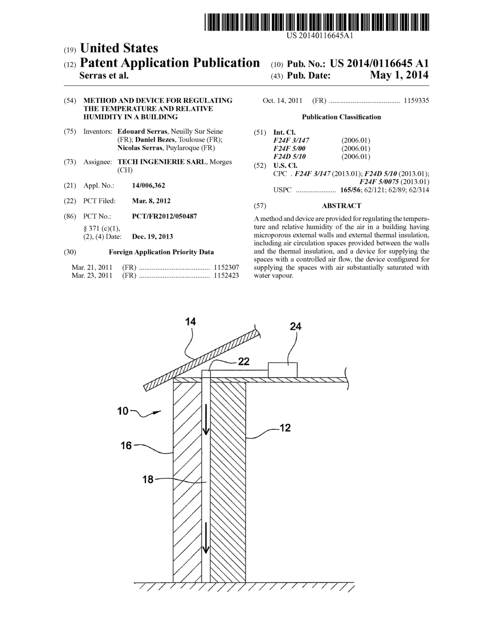 Method And Device For Regulating The Temperature And Relative Humidity In     A Building - diagram, schematic, and image 01