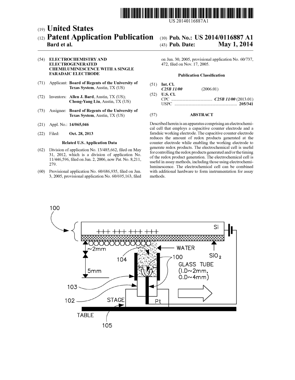 ELECTROCHEMISTRY AND ELECTROGENERATED CHEMILUMINESCENCE WITH A SINGLE     FARADAIC ELECTRODE - diagram, schematic, and image 01