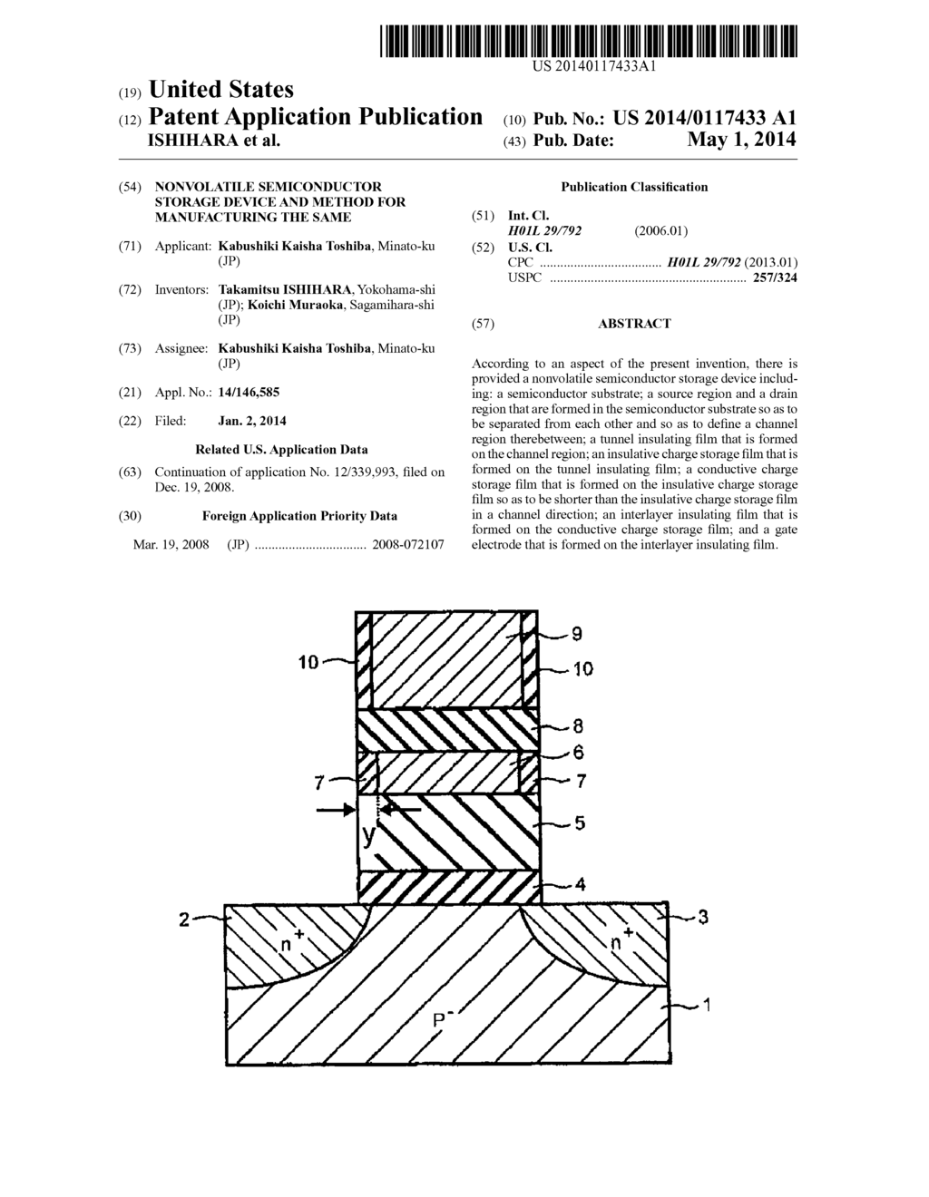 NONVOLATILE SEMICONDUCTOR STORAGE DEVICE AND METHOD FOR MANUFACTURING THE     SAME - diagram, schematic, and image 01