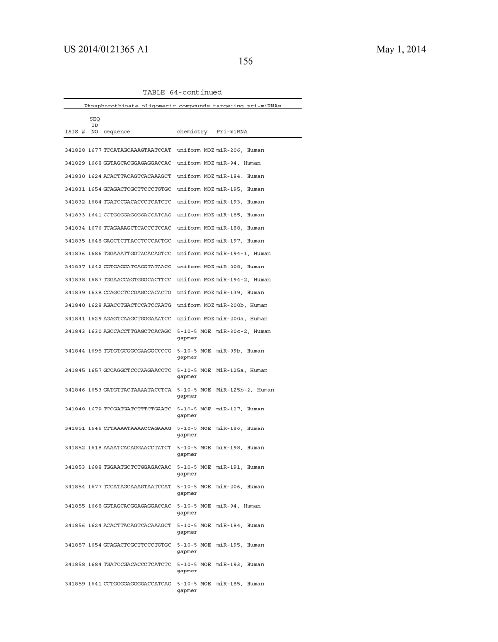 OLIGOMERIC COMPOUNDS AND COMPOSITIONS FOR USE IN MODULATION OF SMALL     NON-CODING RNAS - diagram, schematic, and image 158