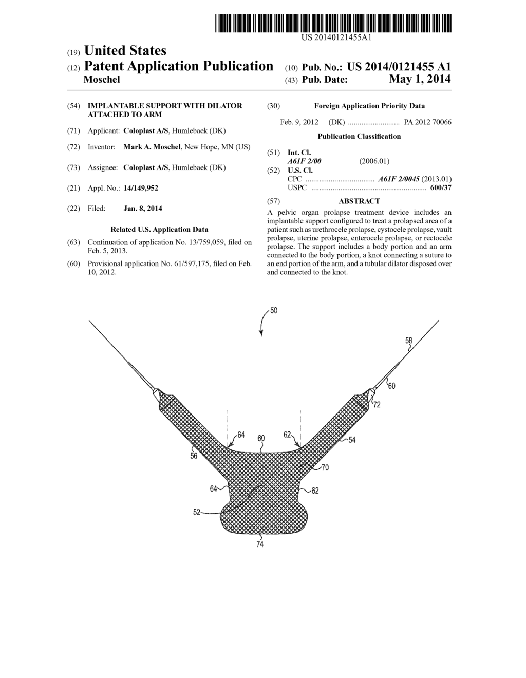 IMPLANTABLE SUPPORT WITH DILATOR ATTACHED TO ARM - diagram, schematic, and image 01