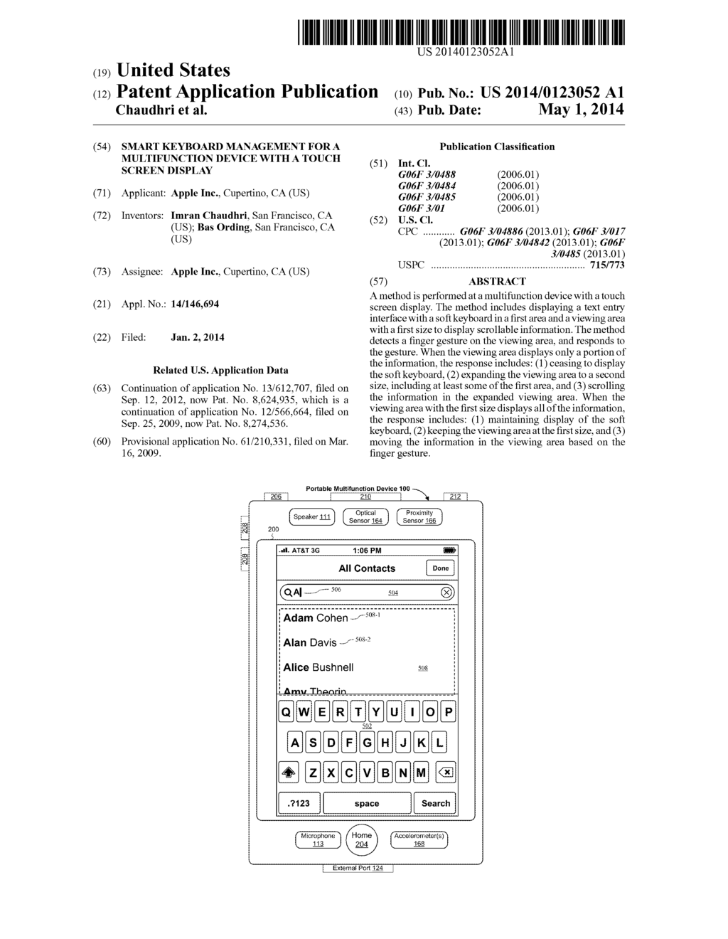 Smart Keyboard Management for a Multifunction Device with a Touch Screen     Display - diagram, schematic, and image 01