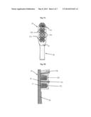 Toothbrush Comprising Elastomeric Cleaning Elements Over-Molded With A     Harder Plastic And Method For Producing The Same diagram and image