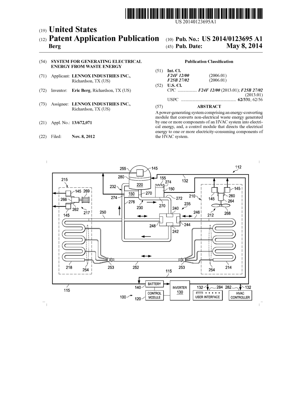 SYSTEM FOR GENERATING ELECTRICAL ENERGY FROM WASTE ENERGY - diagram, schematic, and image 01