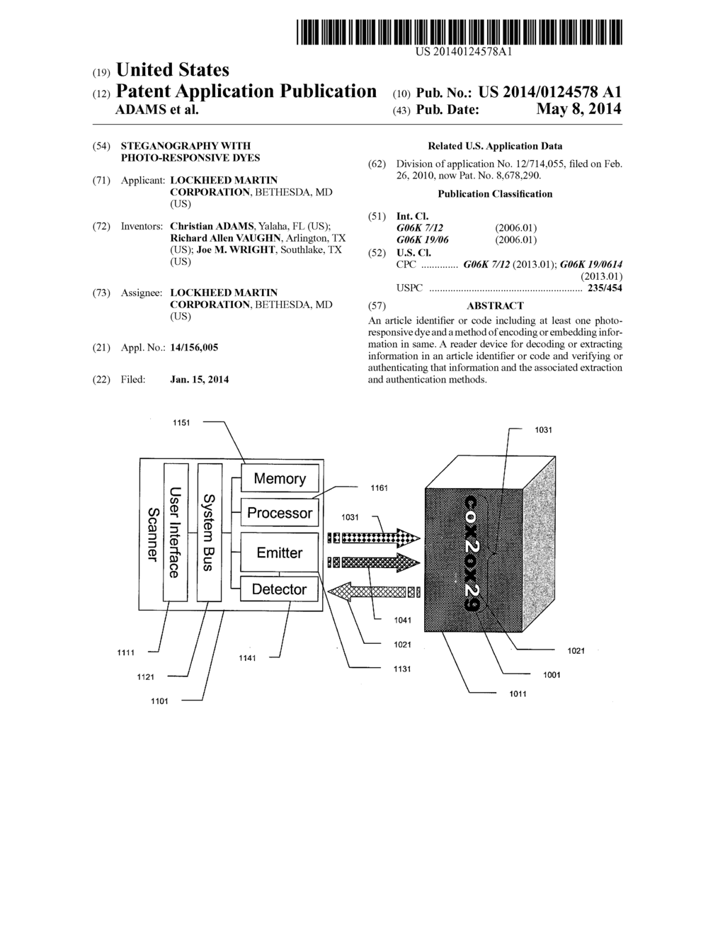 STEGANOGRAPHY WITH PHOTO-RESPONSIVE DYES - diagram, schematic, and image 01