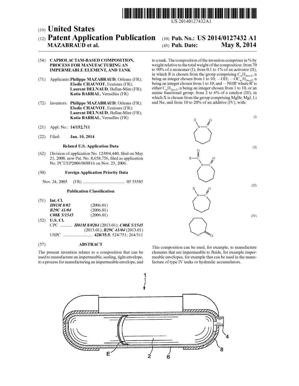 Caprolactam-Based Composition, Process for Manufacturing an Impermeable     Element, and Tank - diagram, schematic, and image 01