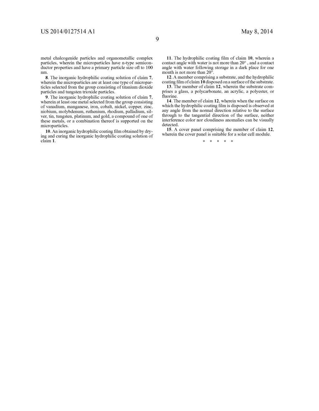 INORGANIC HYDROPHILIC COATING SOLUTION, HYDROPHILIC COATING FILM OBTAINED     THEREFROM, AND MEMBER USING SAME - diagram, schematic, and image 10