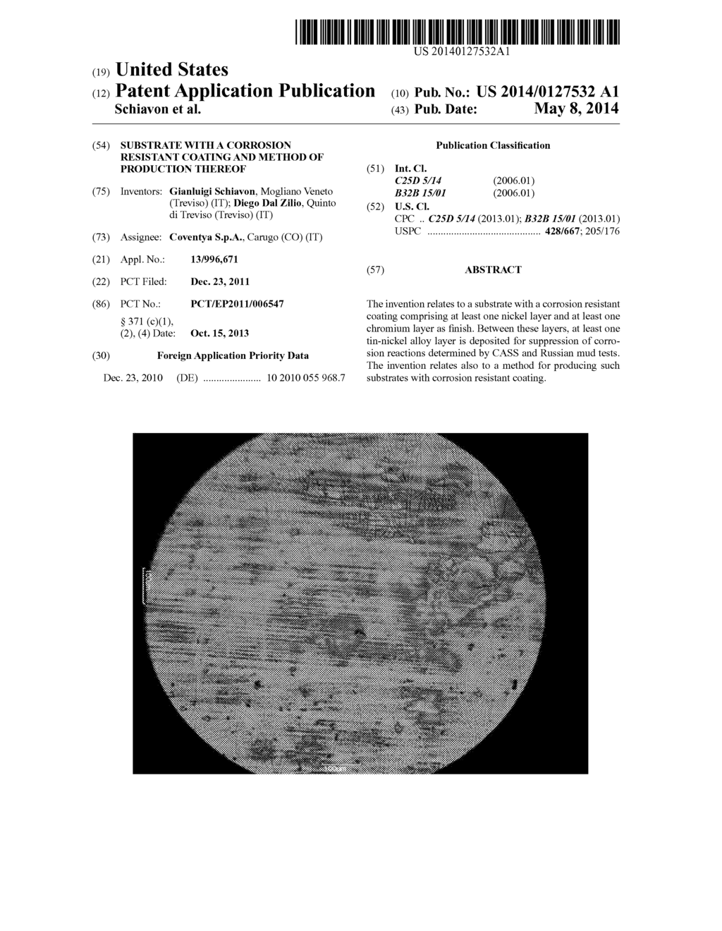 SUBSTRATE WITH A CORROSION RESISTANT COATING AND METHOD OF PRODUCTION     THEREOF - diagram, schematic, and image 01