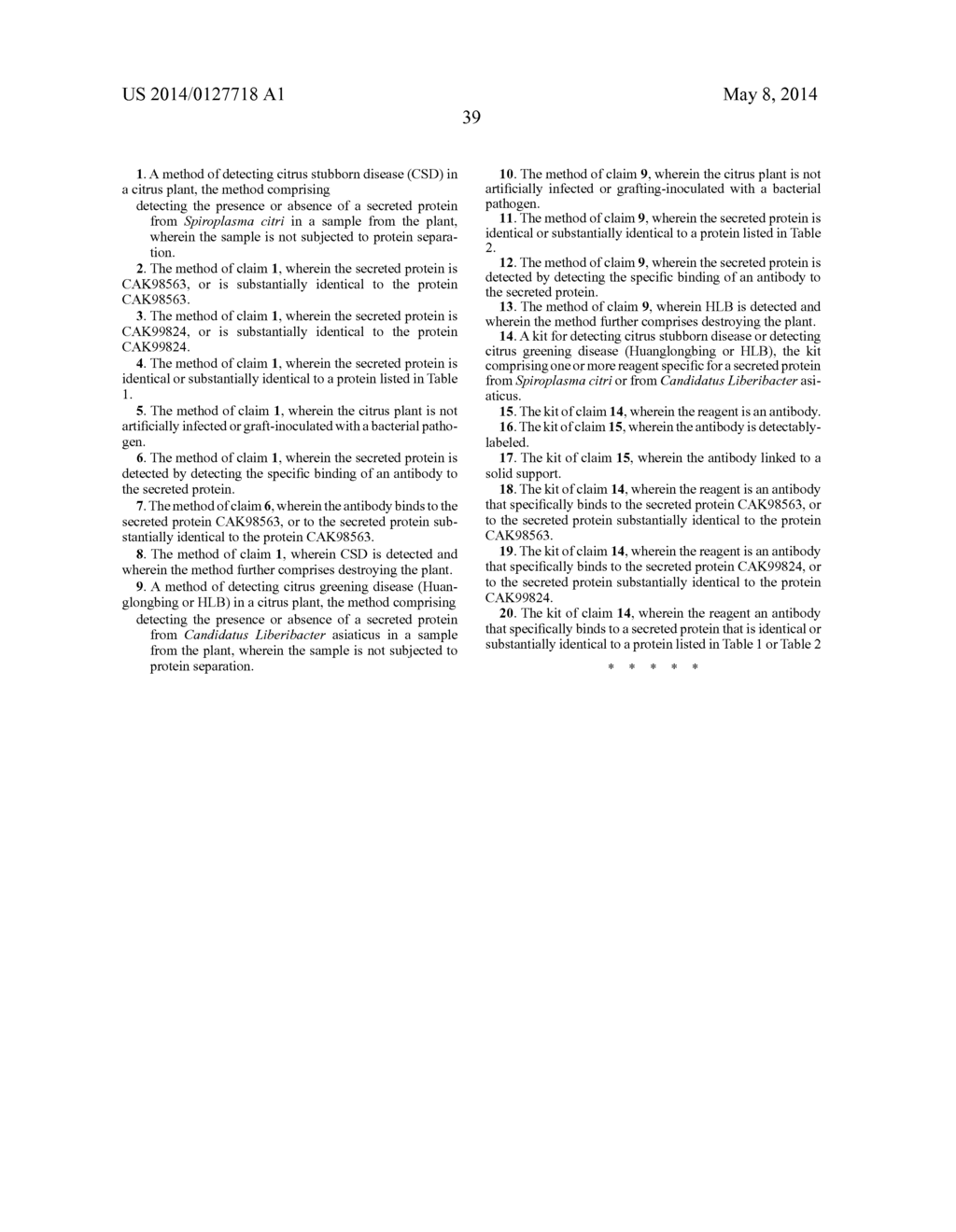 IDENTIFICATION OF SECRETED PROTEINS AS DETECTION MARKERS FOR CITRUS     DISEASE - diagram, schematic, and image 44
