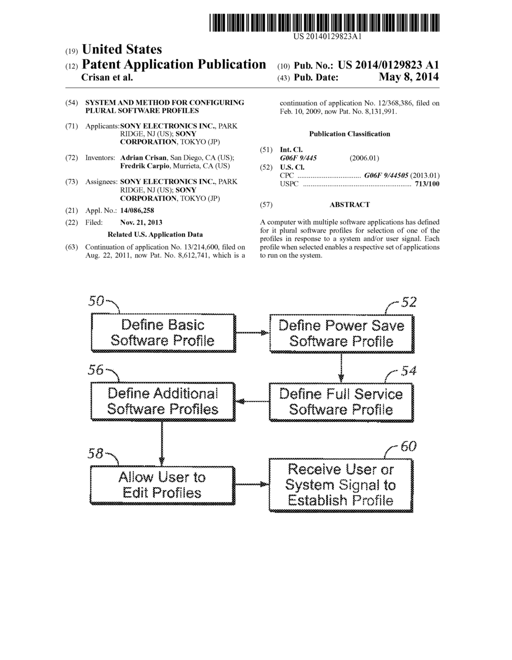 SYSTEM AND METHOD FOR CONFIGURING PLURAL SOFTWARE PROFILES - diagram, schematic, and image 01