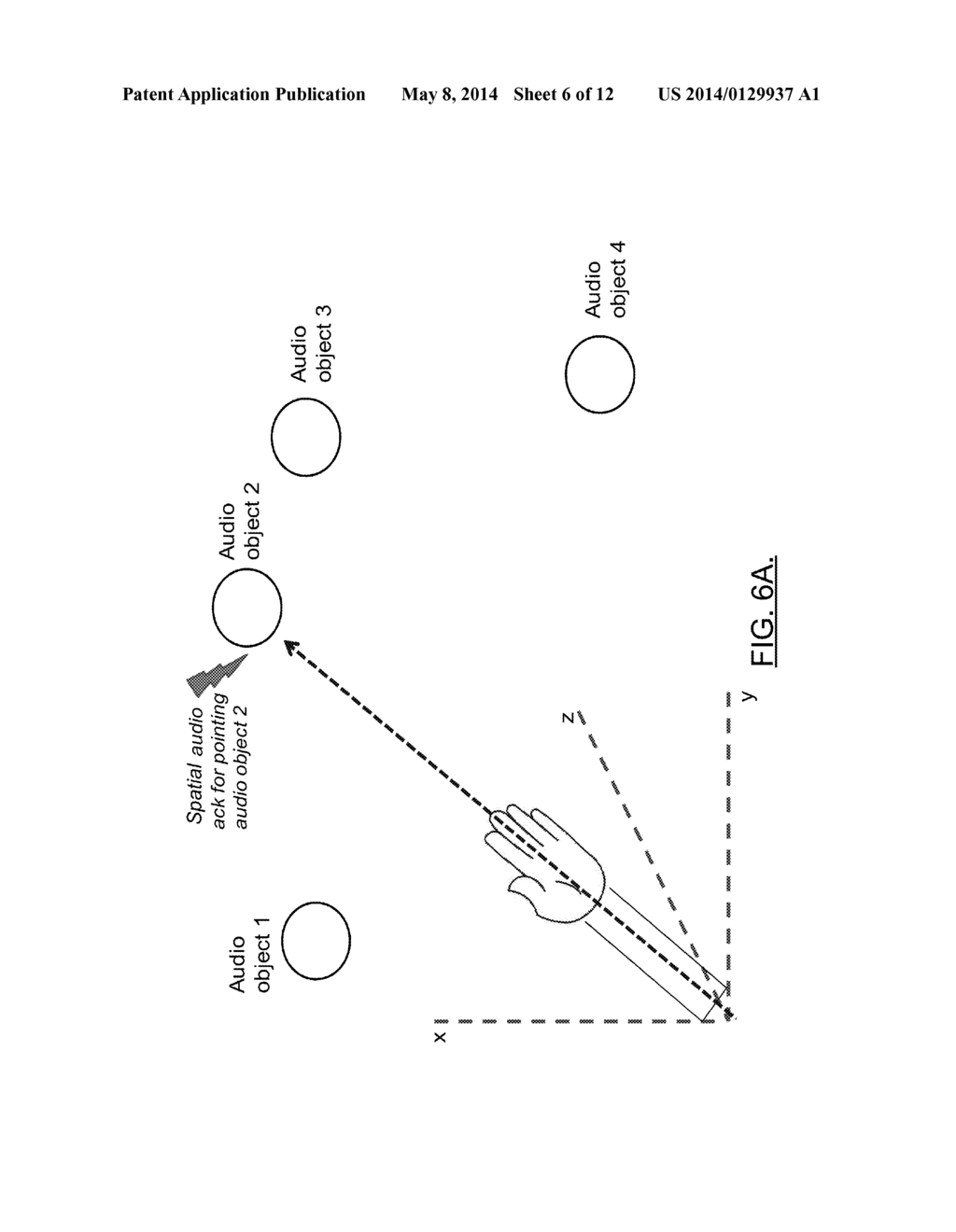 METHODS, APPARATUSES AND COMPUTER PROGRAM PRODUCTS FOR MANIPULATING     CHARACTERISTICS OF AUDIO OBJECTS BY USING DIRECTIONAL GESTURES - diagram, schematic, and image 07