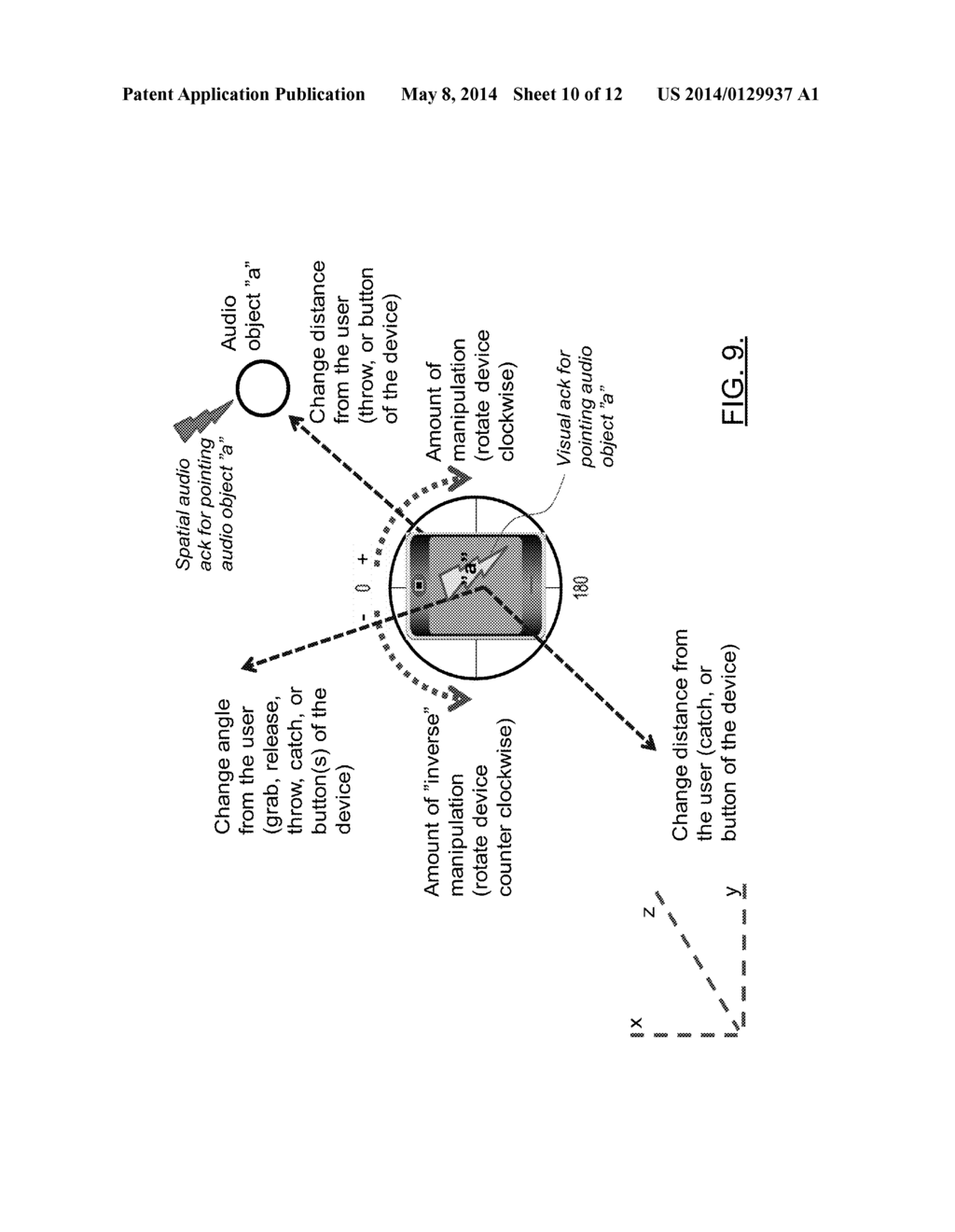 METHODS, APPARATUSES AND COMPUTER PROGRAM PRODUCTS FOR MANIPULATING     CHARACTERISTICS OF AUDIO OBJECTS BY USING DIRECTIONAL GESTURES - diagram, schematic, and image 11