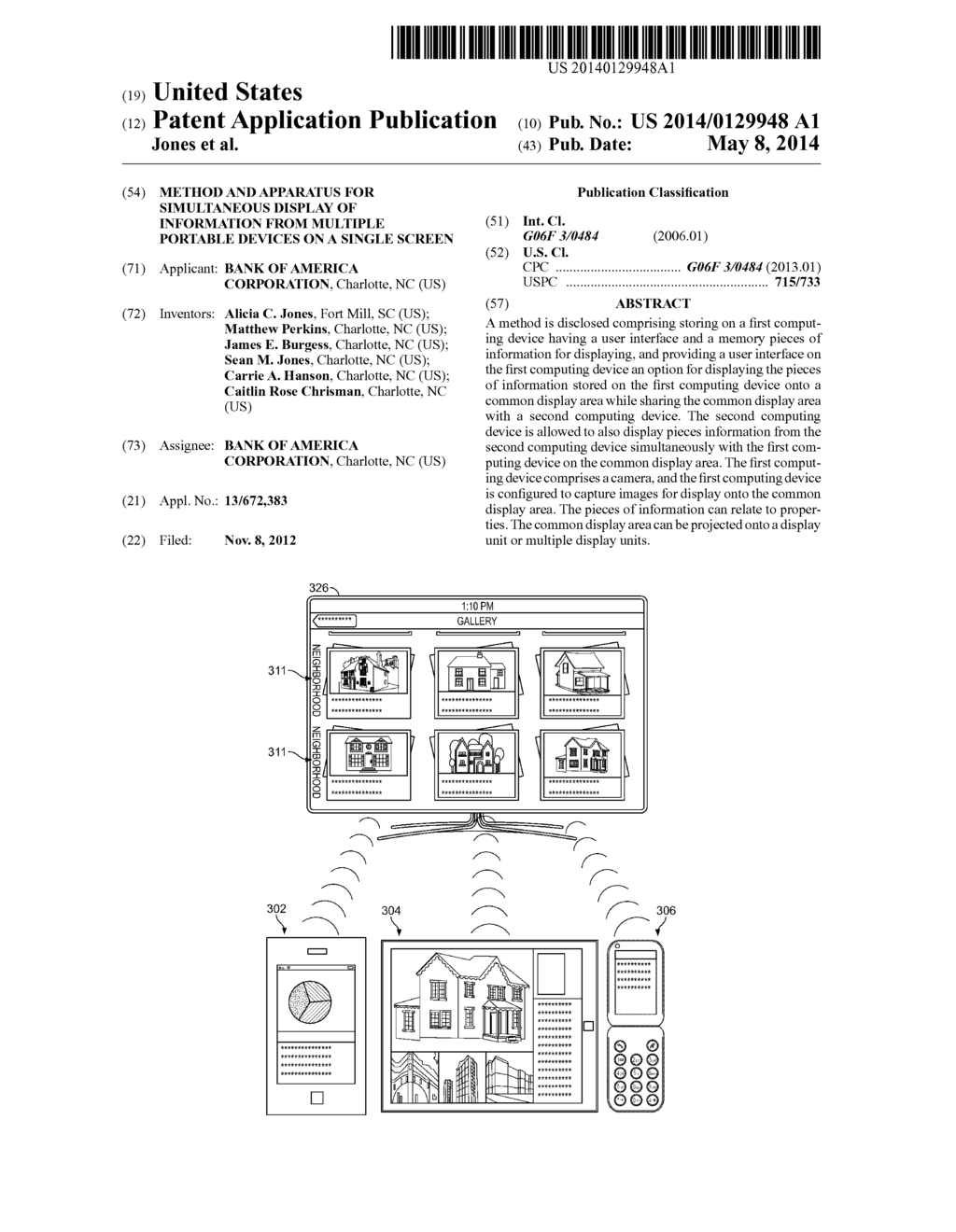 METHOD AND APPARATUS FOR SIMULTANEOUS DISPLAY OF INFORMATION FROM MULTIPLE     PORTABLE DEVICES ON A SINGLE SCREEN - diagram, schematic, and image 01