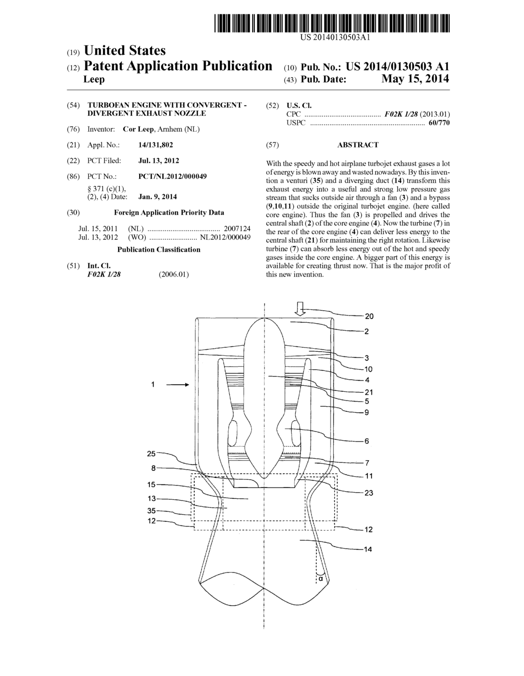 TURBOFAN ENGINE WITH CONVERGENT - DIVERGENT EXHAUST NOZZLE - diagram, schematic, and image 01