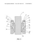 Thread clamping device including internal sensing, reporting and external     detector diagram and image