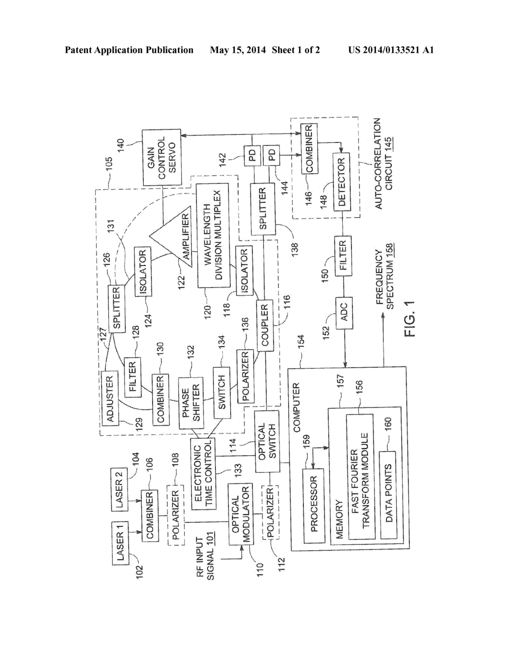 Method and Apparatus for Analyzing the Spectrum of Radio-Frequency Signals     Using a Fiber Optic Recirculation Loop - diagram, schematic, and image 02