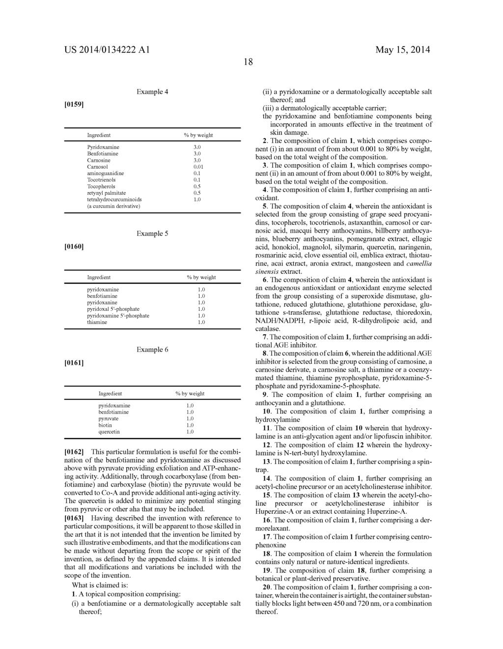 TOPICAL BENFOTIAMINE AND PYRIDOXAMINE COMPOSITIONS - diagram, schematic, and image 19