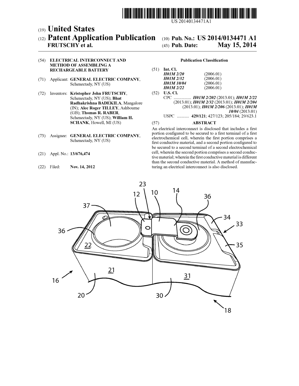 ELECTRICAL INTERCONNECT AND METHOD OF ASSEMBLING A RECHARGEABLE BATTERY - diagram, schematic, and image 01