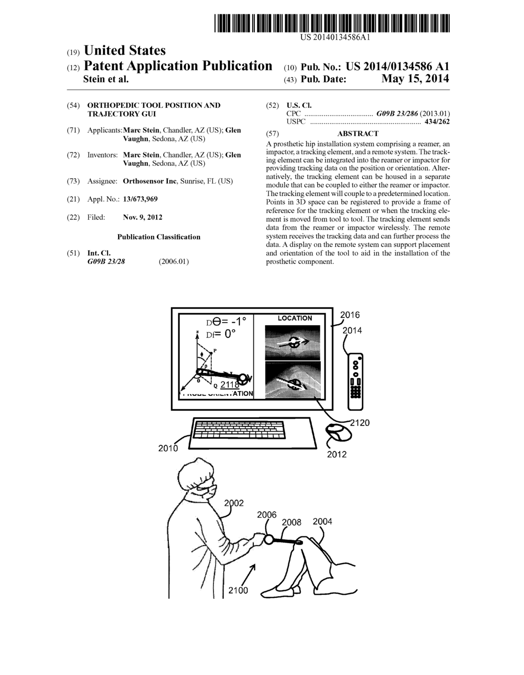 ORTHOPEDIC TOOL POSITION AND TRAJECTORY GUI - diagram, schematic, and image 01