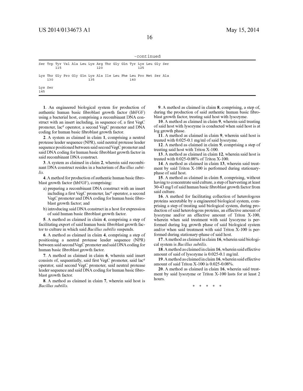 MEANS AND METHODS FOR PRODUCING AUTHENTIC HUMAN BASIC FIBROBLAST GROWTH     FACTOR - diagram, schematic, and image 20