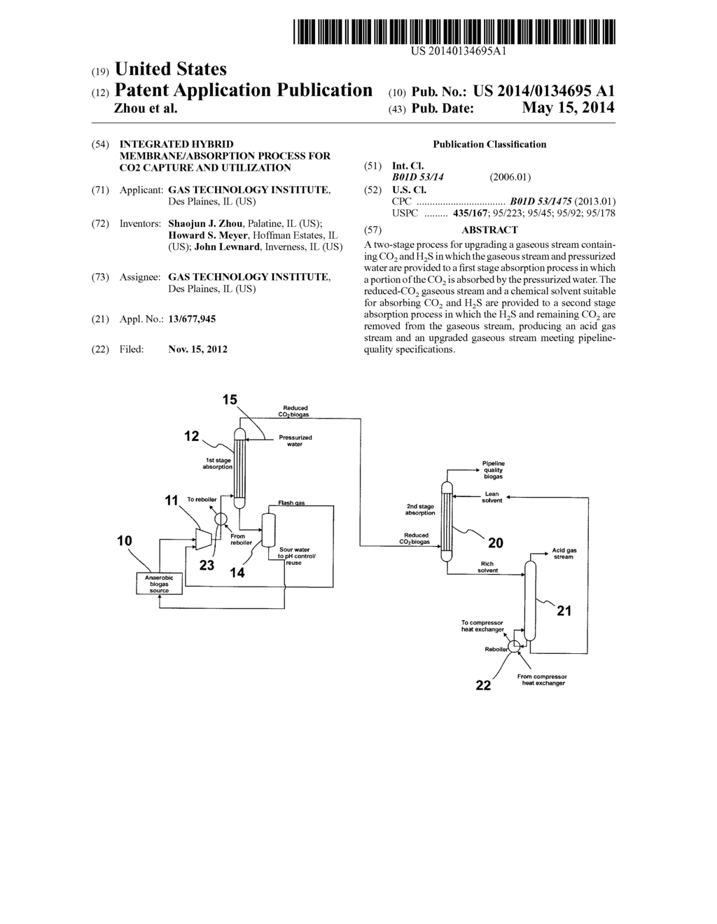 INTEGRATED HYBRID MEMBRANE/ABSORPTION PROCESS FOR CO2 CAPTURE AND     UTILIZATION - diagram, schematic, and image 01