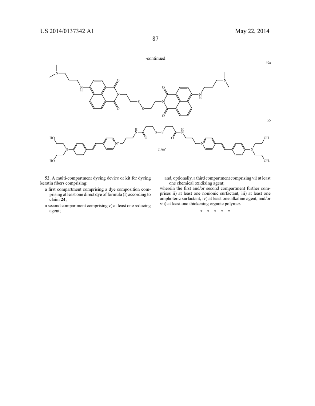 COMPOSITION FOR DYEING KERATIN FIBRES COMPRISING A DIRECT DYE BEARING A     DISULPHIDE/THIOL FUNCTION, A NONIONIC SURFACTANT, AN AMPHOTERIC     SURFACTANT, AN ETHOXYLATED FATTY ALCOHOL, AN ALKALINE AGENT AND A     REDUCING AGENT - diagram, schematic, and image 88