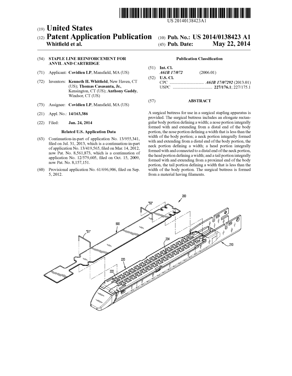 STAPLE LINE REINFORCEMENT FOR ANVIL AND CARTRIDGE - diagram, schematic, and image 01