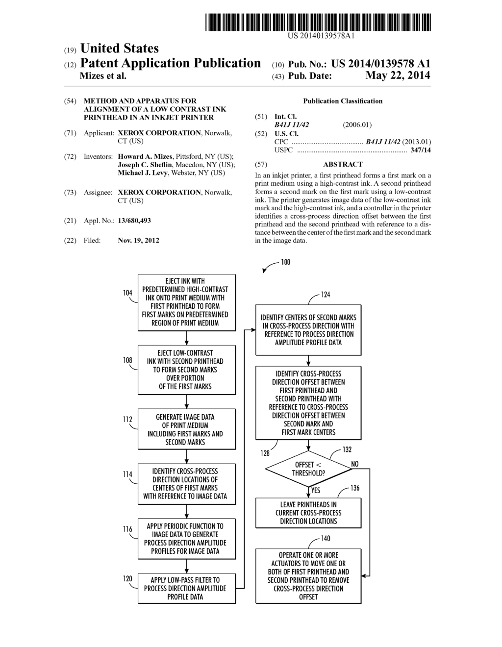 Method And Apparatus For Alignment Of A Low Contrast Ink Printhead In An     Inkjet Printer - diagram, schematic, and image 01