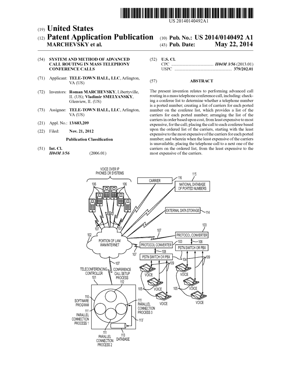 SYSTEM AND METHOD OF ADVANCED CALL ROUTING IN MASS TELEPHONY CONFERENCE     CALLS - diagram, schematic, and image 01