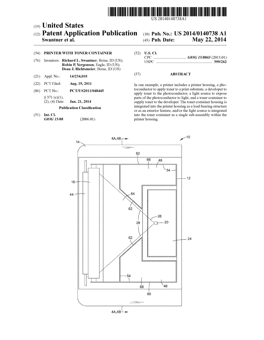 PRINTER WITH TONER CONTAINER - diagram, schematic, and image 01