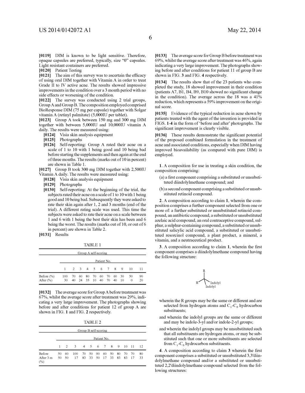 COMPOSITION COMPRISING A DIINDOLYLMETHANE AND A RETINOID TO TREAT A SKIN     CONDITION - diagram, schematic, and image 11