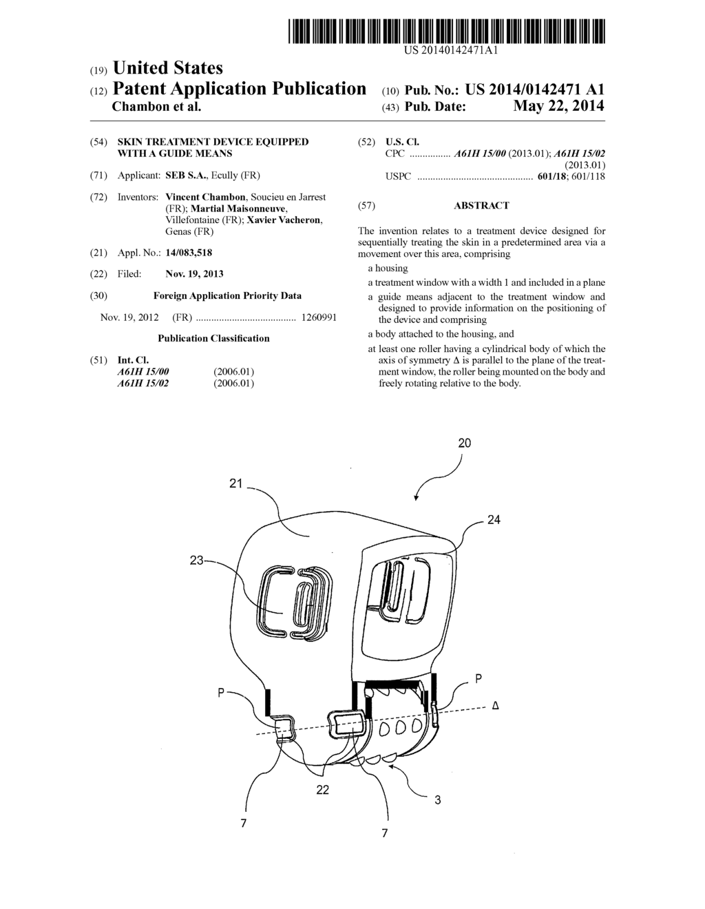 Skin Treatment Device Equipped with a Guide Means - diagram, schematic, and image 01