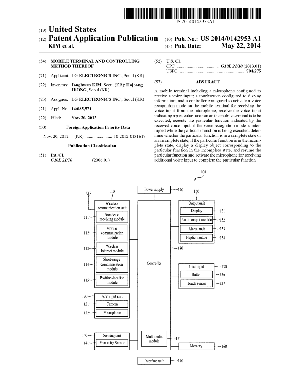 MOBILE TERMINAL AND CONTROLLING METHOD THEREOF - diagram, schematic, and image 01