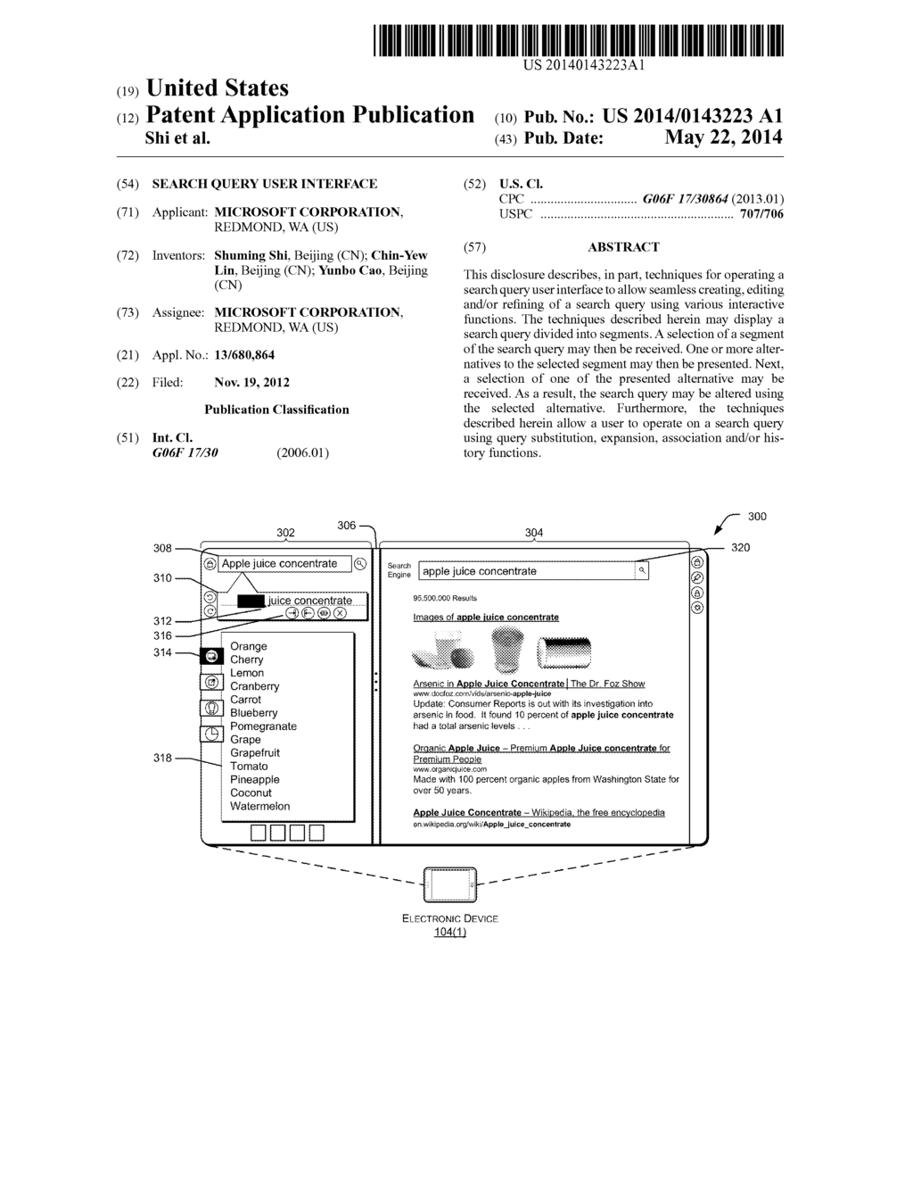 Search Query User Interface - diagram, schematic, and image 01