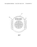 TRANSPORTABLE AIR CIRCULATING AND COOLING ASSEMBLY FOR USE WITH A HEAD     COVERING diagram and image