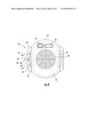 TRANSPORTABLE AIR CIRCULATING AND COOLING ASSEMBLY FOR USE WITH A HEAD     COVERING diagram and image