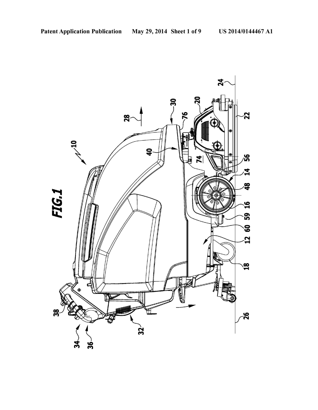 DRIVABLE FLOOR CLEANING MACHINE AND METHOD FOR OPERATING A FLOOR CLEANING     MACHINE - diagram, schematic, and image 02