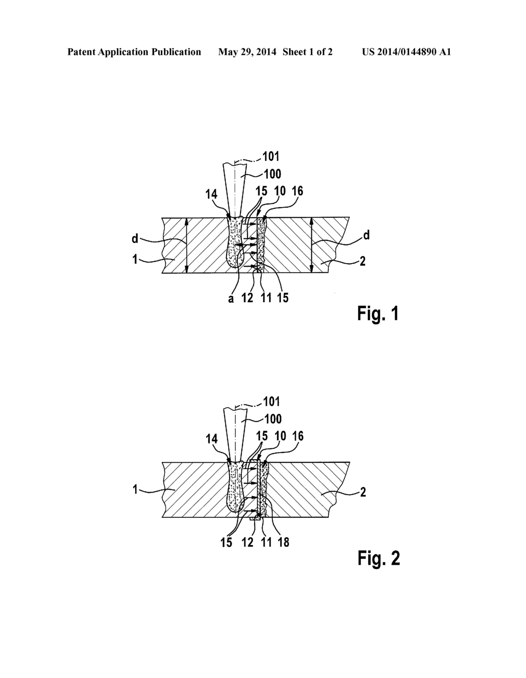 Method for connecting different types of metallic joining partners using a     radiation source - diagram, schematic, and image 02