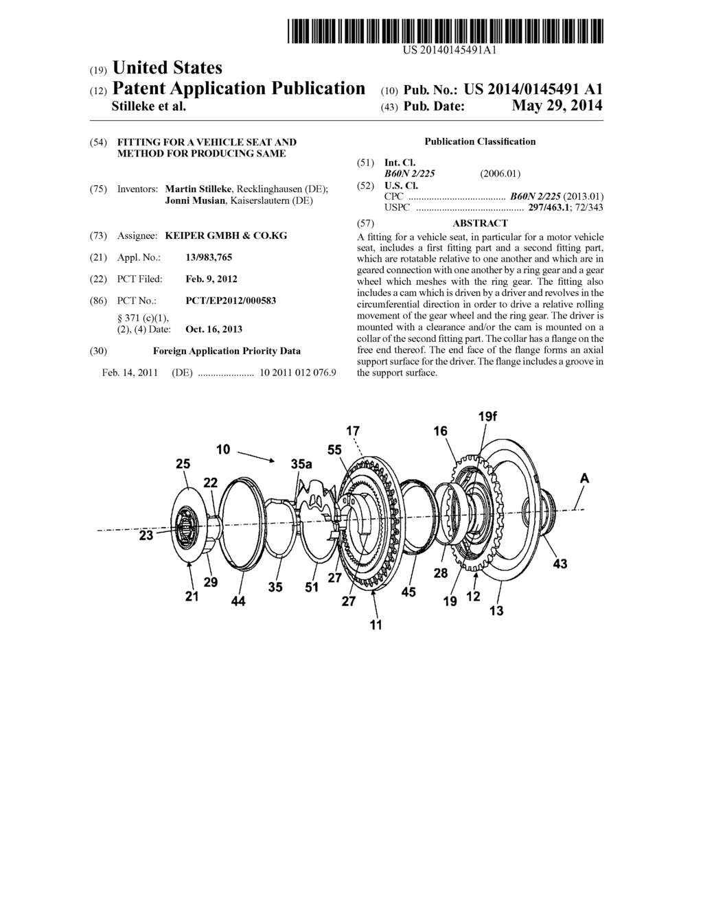 FITTING FOR A VEHICLE SEAT AND METHOD FOR PRODUCING SAME - diagram, schematic, and image 01