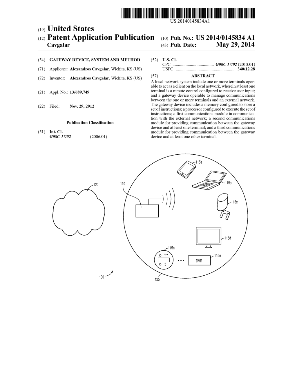 GATEWAY DEVICE, SYSTEM AND METHOD - diagram, schematic, and image 01