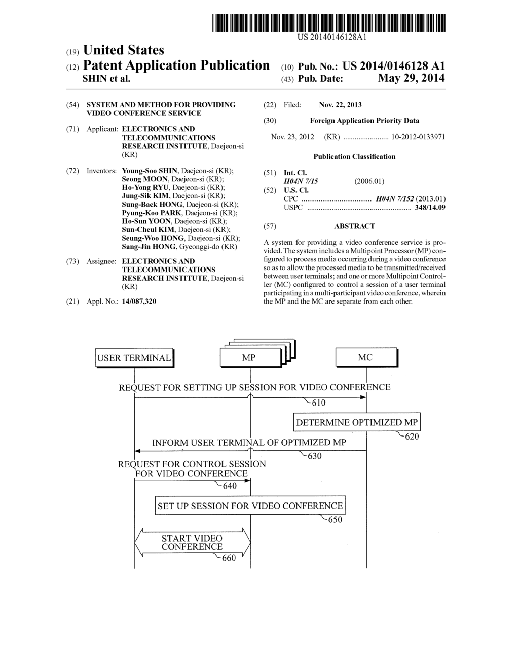 SYSTEM AND METHOD FOR PROVIDING VIDEO CONFERENCE SERVICE - diagram, schematic, and image 01