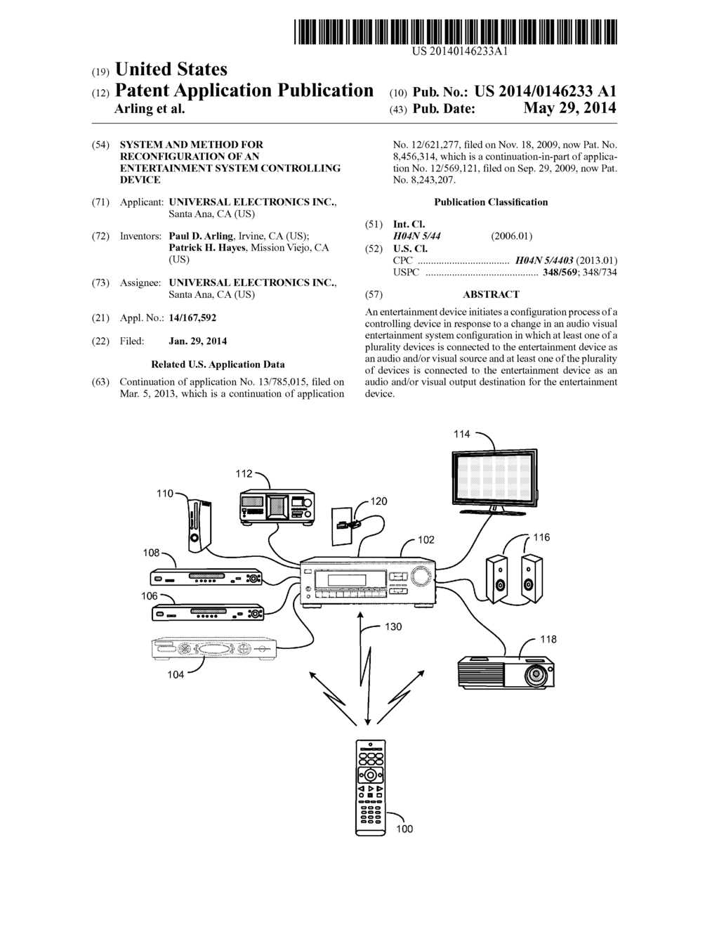 SYSTEM AND METHOD FOR RECONFIGURATION OF AN ENTERTAINMENT SYSTEM     CONTROLLING DEVICE - diagram, schematic, and image 01