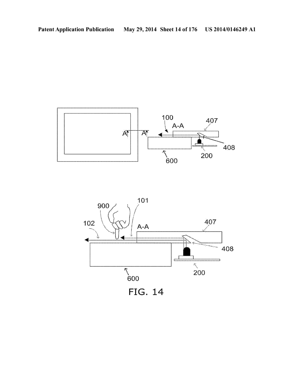 Light-based touch surface with curved borders and sloping bezel - diagram, schematic, and image 15