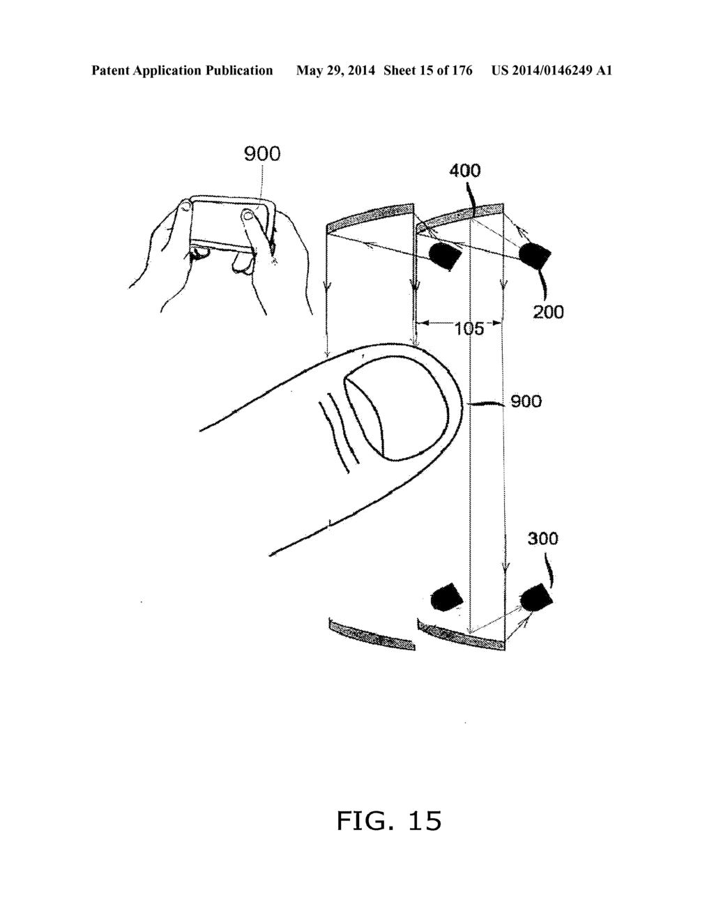 Light-based touch surface with curved borders and sloping bezel - diagram, schematic, and image 16