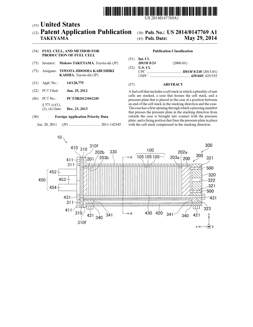 FUEL CELL, AND METHOD FOR PRODUCTION OF FUEL CELL - diagram, schematic, and image 01