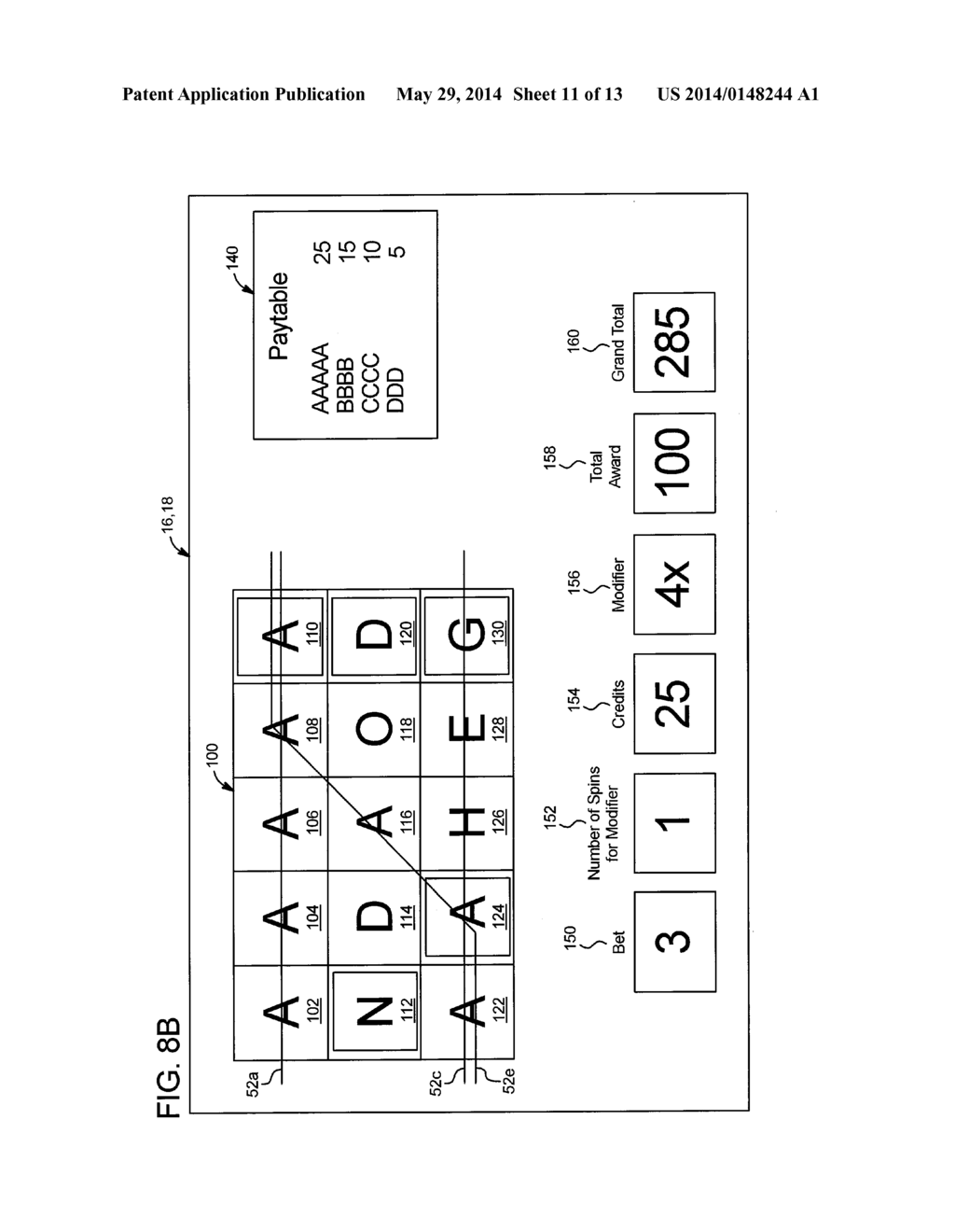 GAMING SYSTEM AND METHOD FOR PROVIDING DESIGNATED SYMBOL DISPLAY AREAS     THAT MODIFY AWARDS - diagram, schematic, and image 12